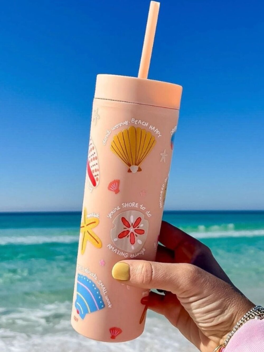 Seashell Affirmations Coastal 16oz Acrylic Tumbler